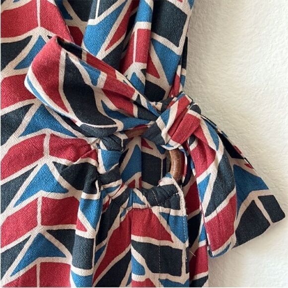 Free People Siren Ring Wrap Dress Maxi Side Tie Geo Printed - Picture 9 of 15